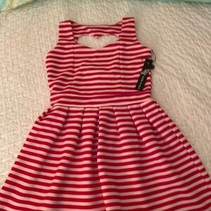 Poof Girl Dress: Red and White Stripes Size L/14